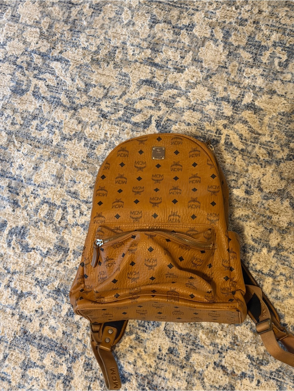 MCM Cognac Monogram Canvas Backpack